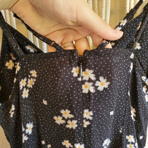 AE Black Floral Polka Dot Mini Twist Front Dress - Picture 7 of 9